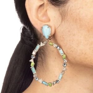 Alexis Bittar Aqua and Lime Geometric Earrings